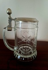 BMF  Bier Krug Glas mit Zinn