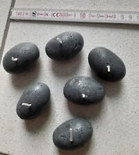 6 kleine ausgefallene Kerzen in Form von Briketts oder Steinen - grau