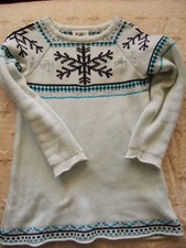 TOPOLINO Mädchen Strickpullover Pulli Kleid Weiß Schneeflocke Gr. 116 *TOP*