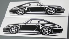 Aufkleber Silhouette Porsche 911 993 Carrera 2S 4S Sticker Pärchen  Schwarz neu