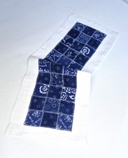 Tischläufer,Tischdecke,altes Leinen,59x24cm,Blaudruck,Patchwork,waschb,Landhaus