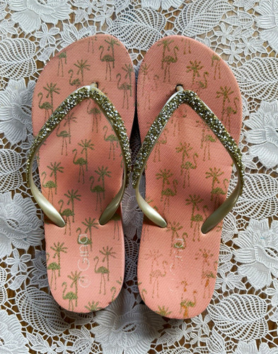 Flamingo glitzer flipflops - flamingo,