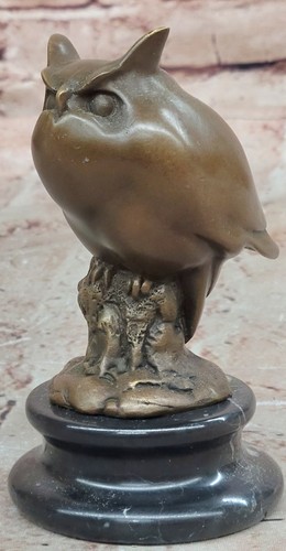 Bronzene weise eulen skulptur - eulen,