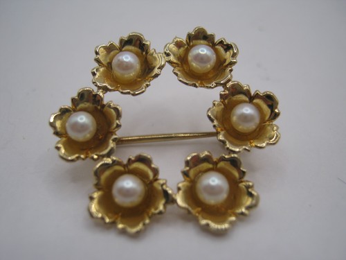 585 gold brosche - brosche, perlen