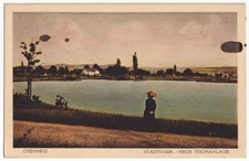 AK Chemnitz, Stadtpark - neue Teichanlage, aus 1916, beschriftet