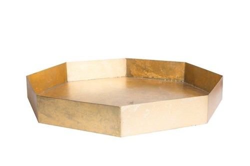 Tablett gold achteckiges - tablett,, gold,
