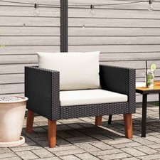 Gartensofa Poly Rattan Schwarz