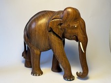 Holz Elefant 1,2kg, handgeschnitzt Deko Elefant Holzfiguren Elefant Echtholz