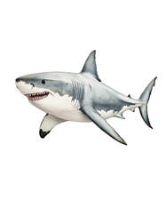 Watercolor shark sticker sea