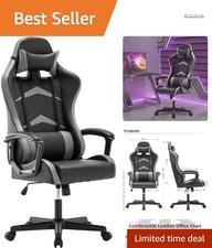 Gaming Bürostuhl Kunstleder 130cm hochverstellbar mit Kissen optimaler Komfort