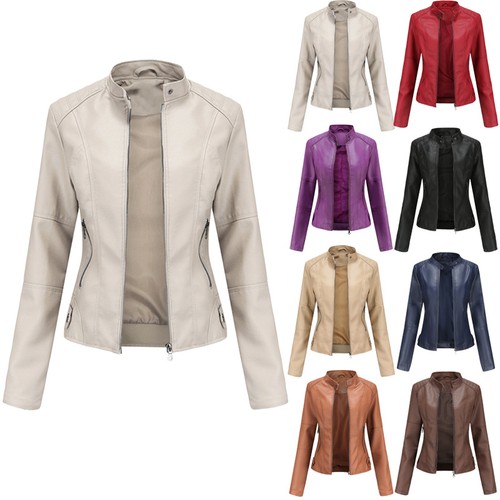 Damen rote jacke stehkragen - rote, pu-jacke