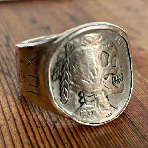 Hobo nickel totenkopf ring - ring, 925