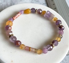 Edelstein armband elastisch facetiert Amethyst /Quarz/Achat/Jaspis/Onyx   - Neu