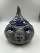 Zwiebeltopf Zwiebelform Grau Blau Keramik