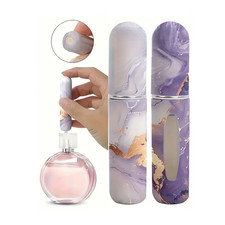 2er-Set Mini Parfüm Zerstäuber 5ml Nachfüllbar Sprühflaschen Reise Weiß & Lila