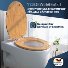 Stabiler MDF Toilettensitz mit Absenkautomatik, WC Deckel Bambusmotiv Klobrille