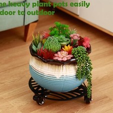 Metall Pflanzwagen mit Rollen Eisenrad Pflanzschale Pflanzkübel Rollenfuß