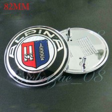 2X Für BMW ALPINA 82mm+82mm Vorne Motorhaube Heckklappe Hinten Emblem Chrom Logo