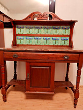 Jugendstil Aufsatzkommode/Waschtisch mit Mamorplatte 2-Teilig auf Rollen