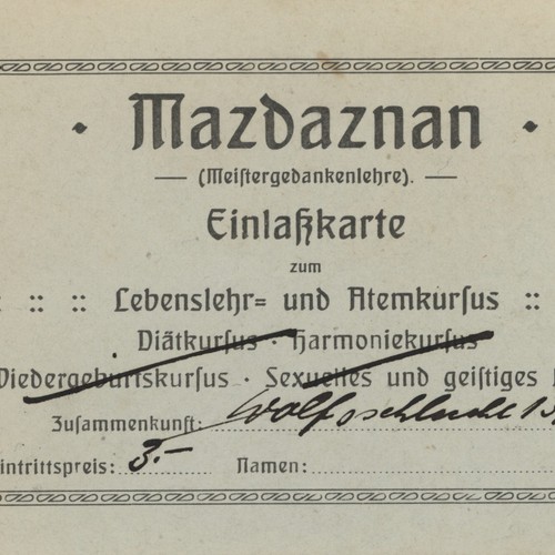 Mazdaznan eintrittskarte - mazdaznan,