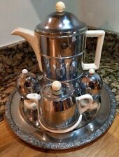 Vintage 50er Jahre Kosy Kraft Heatmaster Kaffee Tee & 2 Eierbecher Set Chrom Bakelit 