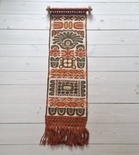 Wandbehang 120 x 33 cm Boho Style Vintage Wandteppich Holzstange 60 er 70er