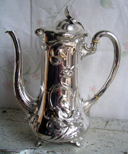 WMF antike Jugendstil Kaffeekanne Orchideen versilbert um 1900