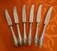 6 Obstmesser, AWS Wellner, versilbert, 17 cm lang, mit Monogramm