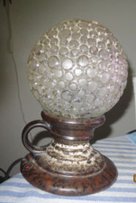 PAN Lampe Tischlampe Tischleuchte Kugellampe Bubble Glaskugel Keramik Glas 70er