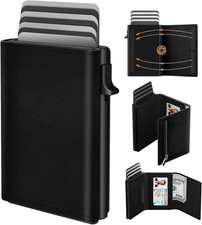 Kartenetui Herren, Slim Wallet Mit Magnetverschluss Und Münzfach, Pop-Up Smart 