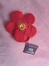 Haargummi Blume Blüte Filz Naturmode Rot Orange