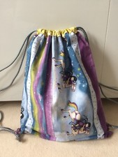 Turnbeutel Stoffbeutel Pferde Mädchen Rucksack Selbstgenäht UNIKAT 