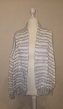 ?NEU Handarbeit Strickjacke Pullover STRICK weiß grau 38 /40/ 42  M/L?