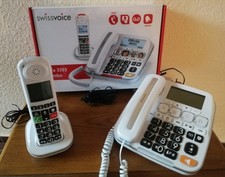 Seniorentelefon, weiss von Swissvoice, Feststation + Mobilteil