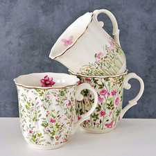 ❀ 3x Kaffee Becher Rosalie Sortiment Nostalgie Blumen Wiese Tasse Tee Kakao 329A