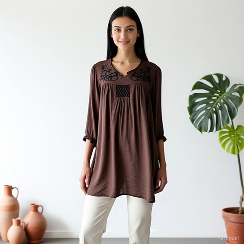 Boho peasant tunikakleid - peasant,