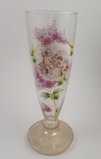 Alte Glas Vase mit Emaille