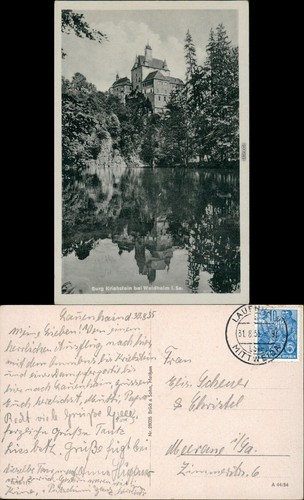 Ansichtskarte kriebstein burg - ansichtskarte,