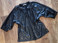 Neu: Funky Staff legere Lederbluse Leder-Bluse XS S 34 36 Schwarz