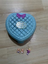 Vtg 1994 Polly Pocket Baby Time Fun  Figures Heart Blue Komplett