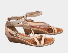 PRADA MILANO ITALY SANDALEN GRÖßE 40 LEDER CREAMWEIß KORK SOHLE  KEILABSATZ