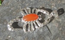 KX  Anhänger Skorpion Insekt mit Stein Karneol rot Sterling Silber 925