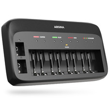 ABSINA X10 Akku Ladegerät für AA, AAA & 9V - ABSINA Akku AA Batterie Ladegerät