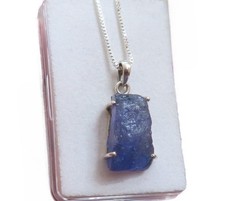 Tansanit Rohstein Anhänger 925 Silber 15,6x10 mm AD3128