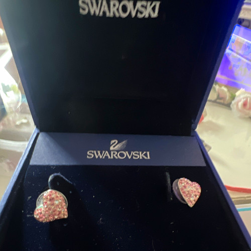 Swarovski ohrstecker herz rosa - ohrstecker,