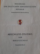Abschluss-Zeugnis der Berufsschule (1952)