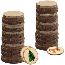 50er Pack Natürliche Runde Holzscheiben zum Basteln - 6-7cm Durchmesser -