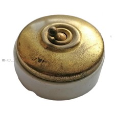 Lichtschalter antik Messing Porzellan Keramik Kippschalter alt 56-58mm