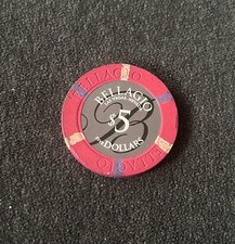 Bellagio Hotel & Casino * 5$ Poker Chip Jeton * Las Vegas * Strip * Boulevard