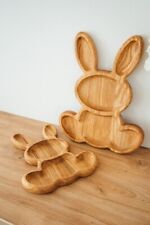 Teller Hase Snackteller Kinder Holzgeschirr Eiche Osterhase Holzteller Gemüse